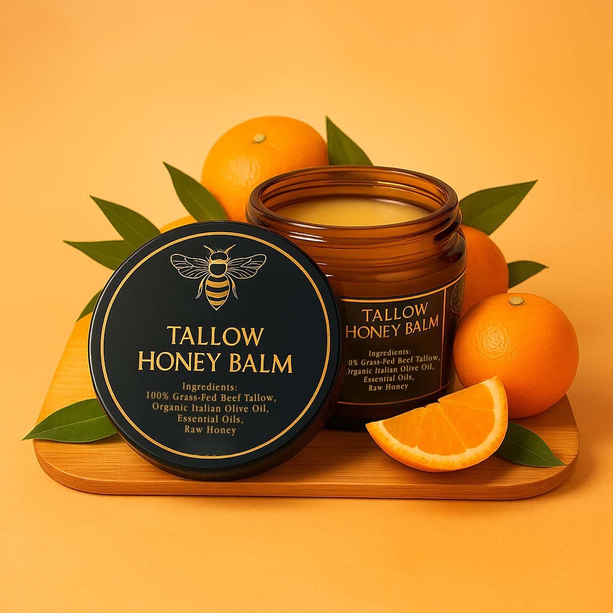 Organic Grass-Fed Beef Tallow Balm with Raw Honey