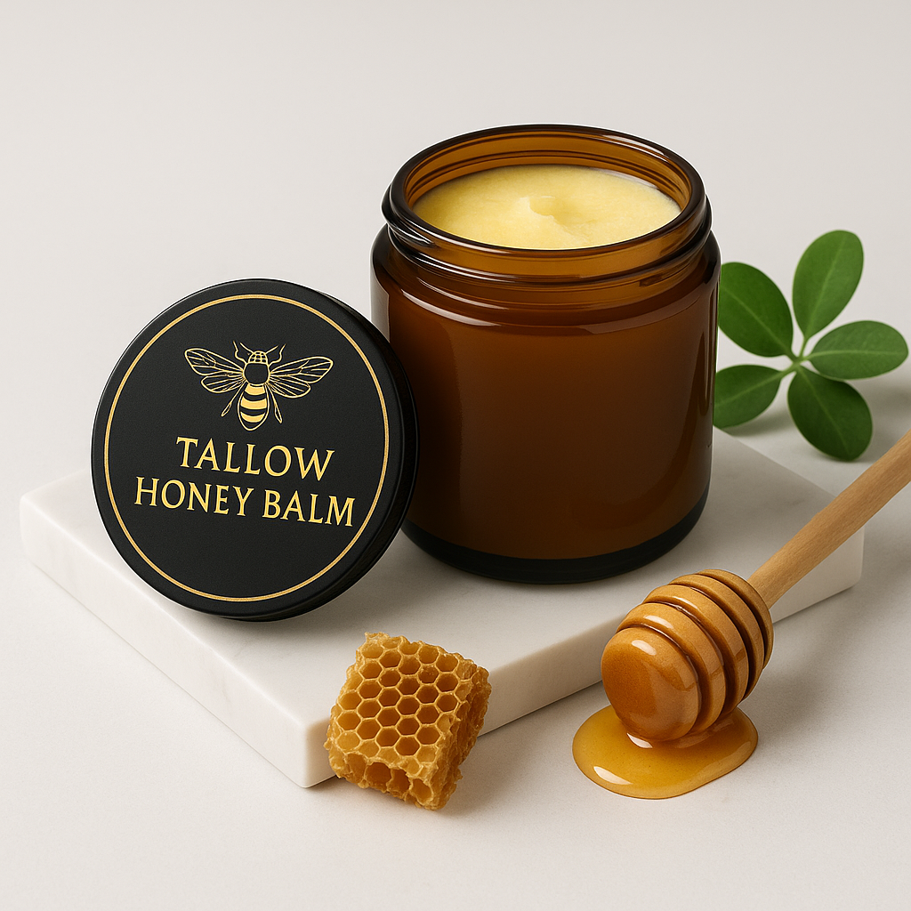 Organic Grass-Fed Beef Tallow Balm with Raw Honey